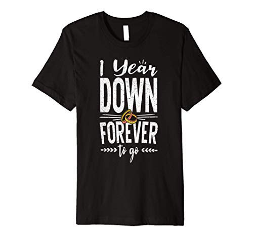 1 Year Down Forever To Go 1st Wedding Anniversary Cute Premium T-Shirt