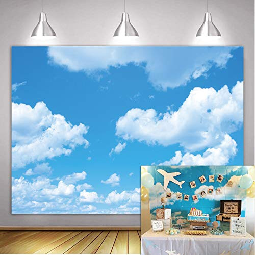 Blue Sky White Cloud Backdrop Sky Cloud Photography Background Kids Birthday Baby Shower Wedding Party Decoration Studio Props 7x5FT