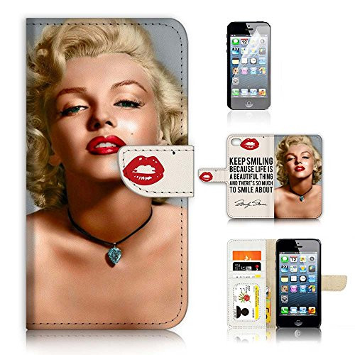 ( For iPhone 8 / iphone 7 ) Flip Wallet Case Cover & Screen Protector Bundle - A21327 Marilyn Monroe Young