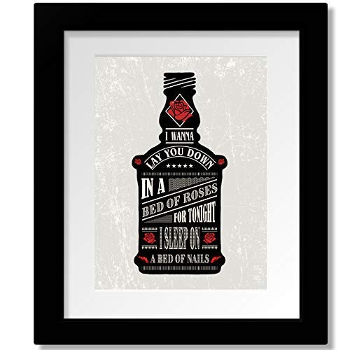 Bed of Roses - Song Lyrics Classic Rock Music Art Print Typographic Poster - Wall Decor Graphical Illustration - Available in a Variety of Sizes with Framed and Matted Options