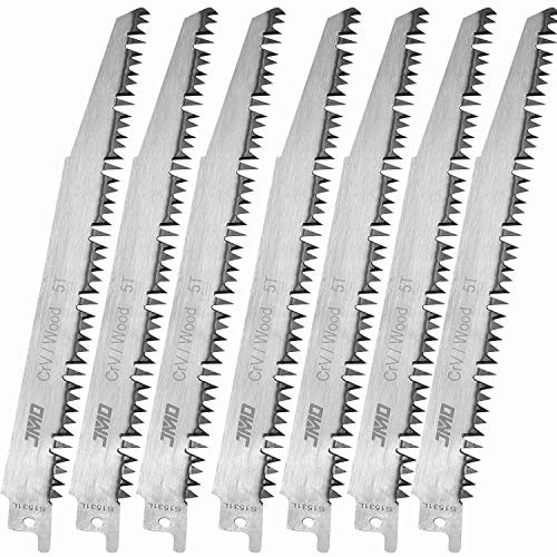 10Pcs 9 Reciprocating Saw Blade for Wood Pruning Cutting 5-TPI Big Teeth Saw Blade Carbon Steel Metal Sabre Saw Blades Wood Pruning Saw Replacement for Dewalt Bosch Black  and  Decker Makita