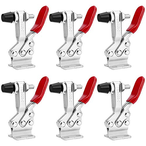ZOENHOU 6 Pack 500 Lbs 225D Toggle Clamp Quick Release Horizontal Hand Tool Clamps Red Holding Heavy Duty Antislip Toggle Clamp Tools