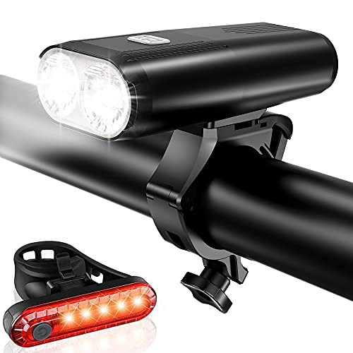 USB Rechargeable Bike Lights Front and Back Super Bright 800 Lumens LED Bicycle Headlight-4 Light Modes Runtime 18 plus HoursWaterproof Bike Headlight Taillight for Cycling Road Mountain