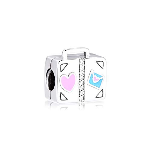 CKK DIY Silver Suitcase Beads Fits Pandora Bracelets 925 Sterling Silver Love to Travel Women Charm Beads for Jewelry Making CKK DIY Silver Suitcase Beads Fits Pandora Bracelets 925 Sterling Silver Love to Travel Women Charm Beads for Jewelry Making