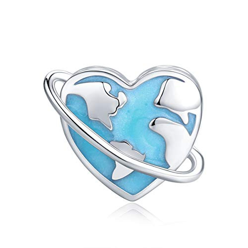 BAMOER Travel with You Heart Bead Charm 925 Sterling Silver Enameled Clip Charm Birthday Fits European DIY Bracelets Charms Accessories BAMOER Travel with You Heart Bead Charm 925 Sterling Silver Enameled Clip Charm Birthday Fits European DIY Bracelets Charms Accessories