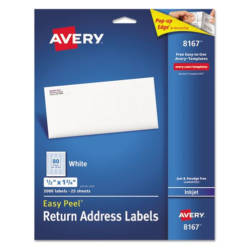 Avery Inkjet Labels Mailing 1-3-4"x1-2" 2000-PK White