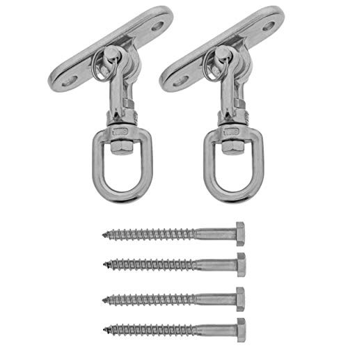 Get Out! Heavy Duty 1 Ton Tire Swing Swivel Hanger Kit 2pk - 360 Degree Spinner Swing Hardware Hook Mount for Wood