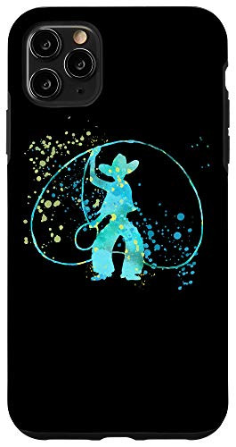 iPhone 11 Pro Max Western Cowboy Rodeo Roping Paint Splatter Drip Art Blue Case