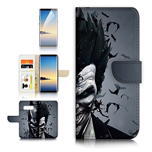 ( For Samsung Note 8 , Galaxy Note 8 ) Flip Wallet Case Cover & Screen Protector Bundle! A9502 Batman & Joker Super Hero