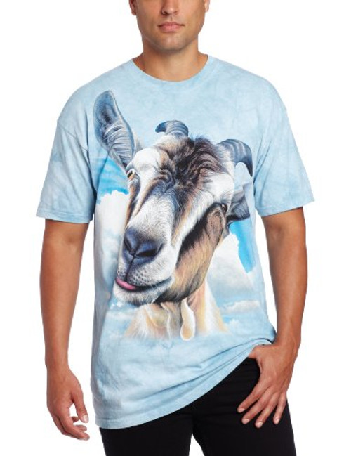 The Mountain Goat Head Adult T-Shirt Blue Large The Mountain Goat Head Adult T-Shirt Blue Large