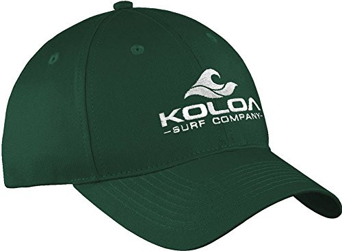 Koloa Embroidered Wave 3" Logo Classic Cotton Unstructured Dad Hat-Forest-w