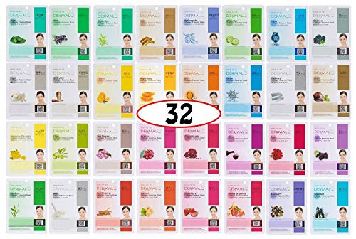 A plusB Dermal Korea Collagen Essence Full Face Facial Mask Sheet 32 Full Color SET