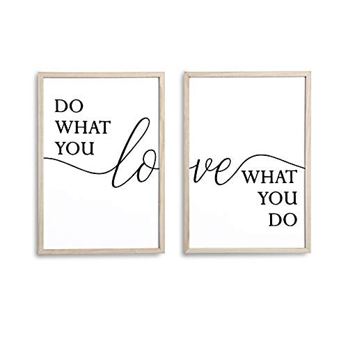 Mokof Love Wall Art Decor Farmhouse Wood Wall Sign - Set of 2 Framed-