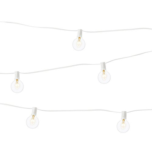 LampLust White Globe String Lights - Christmas Decor, 28 Ft. Wire with 25 Round G9 Mini Bulbs, Outdoor Indoor, Commercial Grade, Connectable, Plugin - UL Listed