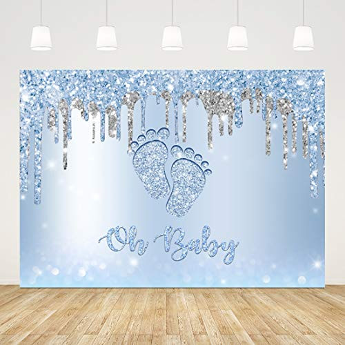 7x5ft Oh Baby Backdrops Baby Shower Background for Boy Oh Boy Little Feet Backdrop for Photography Glitter Blue Baby Shower Boys 1st Birthday Party Decor It's A Boy Baby Shower Banners Photo Props 7x5ft Oh Baby Backdrops Baby Shower Background for Boy Oh Boy Little Feet Backdrop for Photography Glitter Blue Baby Shower Boys 1st Birthday Party Decor It's A Boy Baby Shower Banners Photo Props