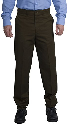 Red Kap Men's Stain Resistant Flat Front Work Pants Brown 34W x 30L