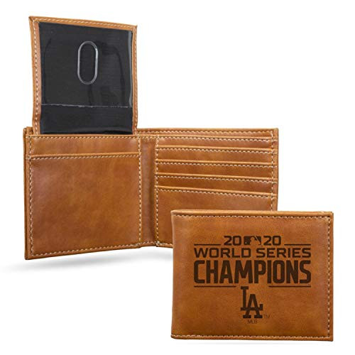 Rico 2020 Los Angeles LA Dodgers World Champions Laser Engraved Billfold Wallet - Brown Rico 2020 Los Angeles LA Dodgers World Champions Laser Engraved Billfold Wallet - Brown