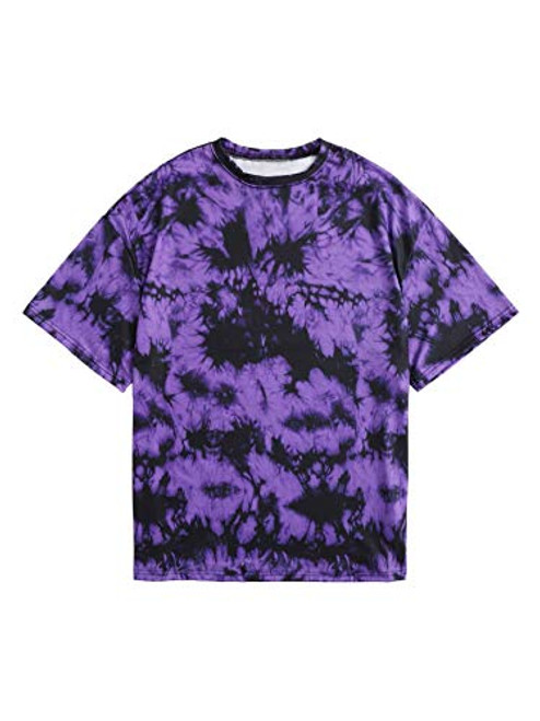 SOLY HUX Women's Tie Dye Short Sleeve T Shirt Casual Summer Loose Tee Tops Purple M