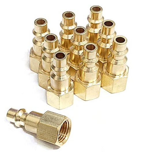 Air hose fittings and Air Coupler Plug: Air Compressor Quick-Connect FNPT Female Plug Kit Industrial Type D, 1/4-Inch NPT Female Thread, Solid Brass, Contractor Pack (10 Piece)