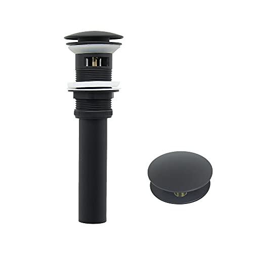 JanriHo Bathroom Sink Drain with Overflow Pop Up Drain Stopper for Vessel Sink Lavatory Vanity Matte Black FD001