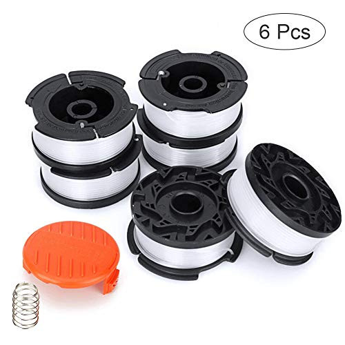 Huizhirem 30ft 0.065" Line String Trimmer Replacement Spool,Compatible with Black and Decker AF-100 Weed Eater Spool,Weed Wacker Spool (6 Replacement Spool+1 Replacement Spool Cap+1 Spring)