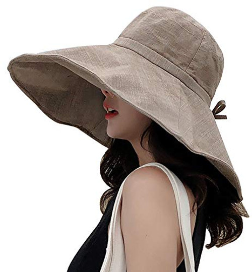 Women's Sun Hat Packable Reversible Bucket Hat UV Sun Protection Wide Brim Summer Beach Cap -One Side-Light Coffee- Women's Sun Hat Packable Reversible Bucket Hat UV Sun Protection Wide Brim Summer Beach Cap -One Side-Light Coffee-