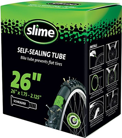 Slime Smart Tube Schrader Valve Bicycle Self SealingTube (26 x 1.75-2.125), 2 Pack