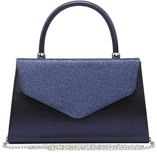 Dasein Women's Evening Bag Party Clutches Wedding Purses Cocktail Prom Handbags with Frosted Glittering -Navy Blue-