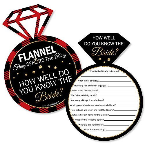 Flannel Fling Before The Ring - Buffalo Plaid Bachelorette Party Game - How Well Do You Know The Bride Game - Set of 20