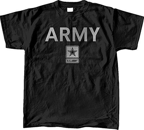 Armed Forces Depot U.S. Army Military T-Shirt Short Sleeve Tshirt with Reflective Logo -Large- Black