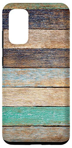 Galaxy S20 Turquoise Woodgrain Shiplap Rustic Farmhouse Wooden Panels Case