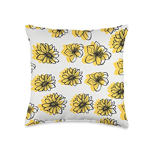 Tropical Yellow Flowers Throw Pillow 16x16 Multicolor