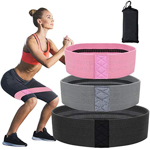 3 Resistance Bands - Best Exercise Bands for Women and Men - Thick Elastic Fabric Workout Bands for Working Out Legs Butt Glute- Stretch Fitness Booty Loops Bands for Gym