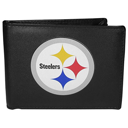 NFL Siskiyou Sports Mens Pittsburgh Steelers Bi-fold Wallet Large Logo One Size Black NFL Siskiyou Sports Mens Pittsburgh Steelers Bi-fold Wallet Large Logo One Size Black