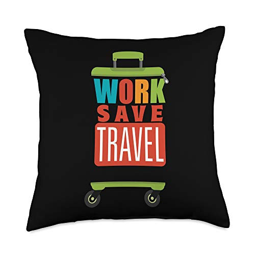 Work save Travel cool retro design Work Save Repeat Fun Luggage Design Traveler Throw Pillow 18x18 Multicolor