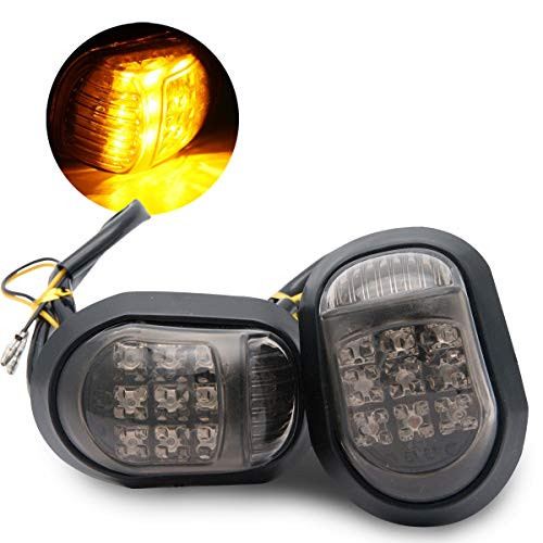12V Motorbike LED Flush Mount Smoke Turn Signal Indicator Blinker Light MASO 2PCS Amber Turning Lights for Motorcycle