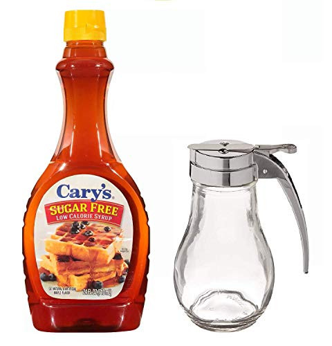 Cary's Sugar-Free Maple-Flavored Syrup - 24 fl oz with Clear Glass Syrup Server Dispenser