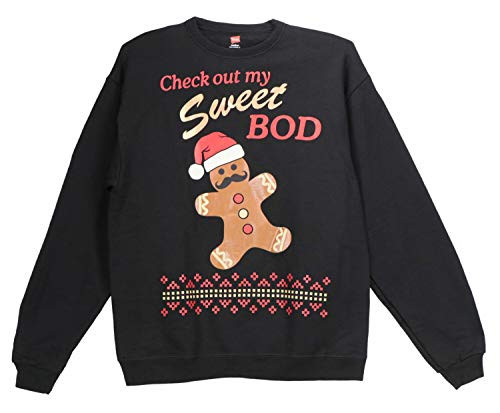 Hanes Men's Ugly Christmas Sweatshirt Black Small