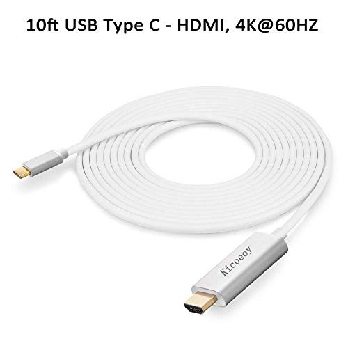 USB C to HDMI Adapter Cable(4K@60Hz), Kicoeoy 10ft USB Type C to HDMI Converter HDTV Cable Compatible with MacBook/MacBook Pro, Google ChromeBook Pixel, Dell XPS 13/15, Samsung Galaxy S9 S8 Note 8