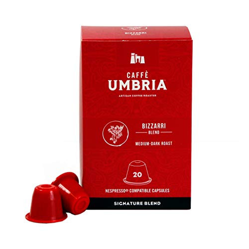 Caffe Umbria, Bizzarri Blend, Nespresso compatible pods, Medium-Dark Roast, Box of 20