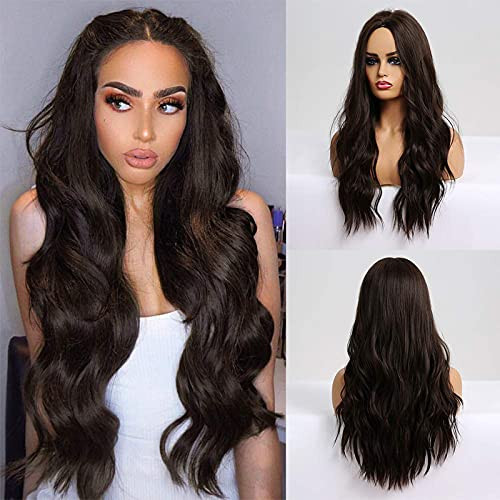Long Brown Wigs For Women Natural Synthetic Wavy Wig 24 Inch Middle Part Natural Heat Resistant Body Wave Wigs Cosplay Long Brown Wigs For Women Natural Synthetic Wavy Wig 24 Inch Middle Part Natural Heat Resistant Body Wave Wigs Cosplay