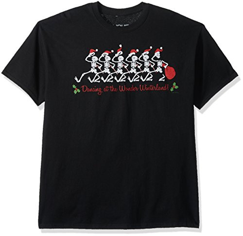 Liquid Blue Men's Big and Tall Grateful Dead Dancing Skeletons Winter Wonderland Short Sleeve T-Shirt Black 4XL