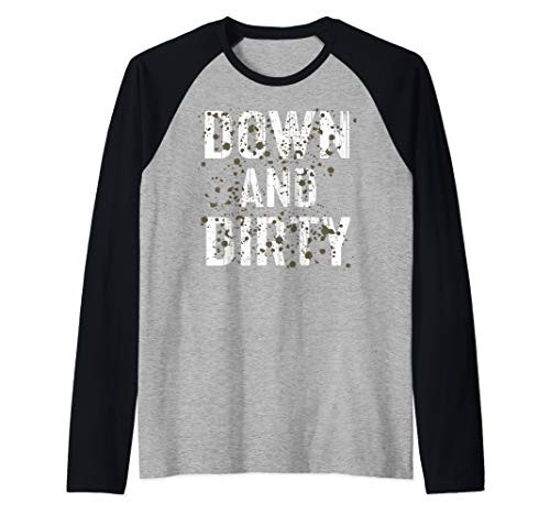 Mud Run Shirt Marathon Runner 5K Gift Down Dirty Mudding Raglan Baseball Tee