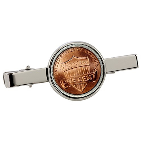 American Coin Treasures Lincoln Union Shield Penny Silvertone Coin Tie Clip American Coin Treasures Lincoln Union Shield Penny Silvertone Coin Tie Clip