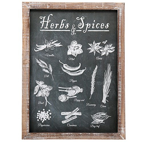 Barnyard Designs Vintage Herb and Spices Botanical Wood Framed Chalkboard Wall Art Plaque Primitive Country Farmhouse Kitchen Home Decor Sign 16 x 12