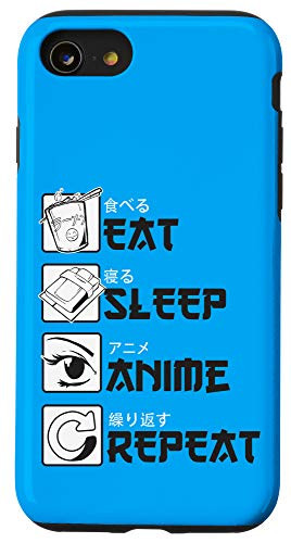iPhone SE -2020- - 7 - 8 Eat Sleep Anime Repeat Japanese Letters for Anime Lover Case