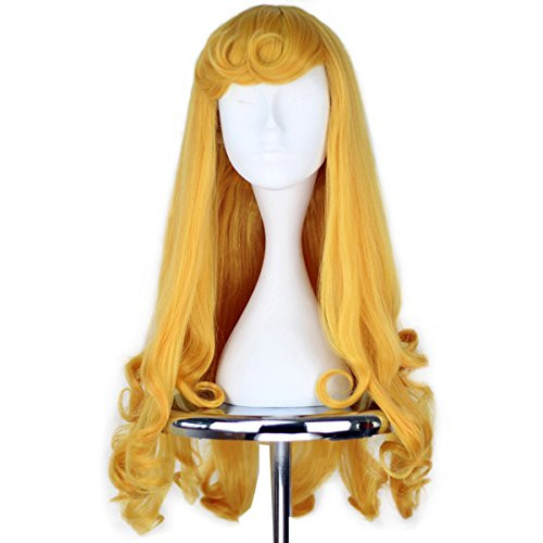 Girl's Prestyled Princess Wig Long Curly Golden Yellow Cosplay Costume Wig C112