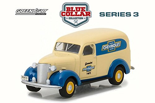 Greenlight 1939 Chevy Panel Truck Genuine Chevy Parts Cream Yellow 35080-48 - 1-64 Scale Diecast Model Toy Car