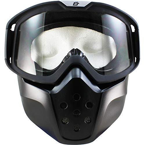 Birdz Pelican Black Padded ATV Motorcycle Riding Goggle with Face Mask Clear Lens -Clear- Birdz Pelican Black Padded ATV Motorcycle Riding Goggle with Face Mask Clear Lens -Clear-