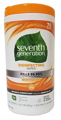 ..Seventh Generation.. Disinfecting Multi-Surface Wipes 70-Count Tubs 2-Pack